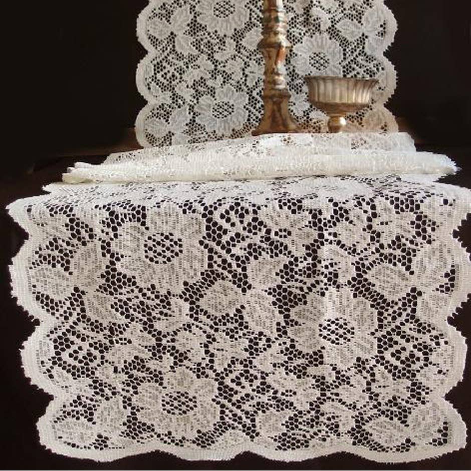 Lace Off White Table Runner 18" wide 96" long