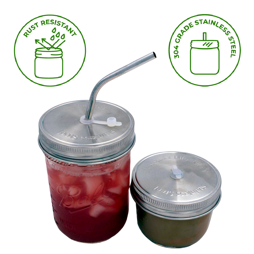 Stainless Steel Straw Hole Tumbler Lids for Mason Jars