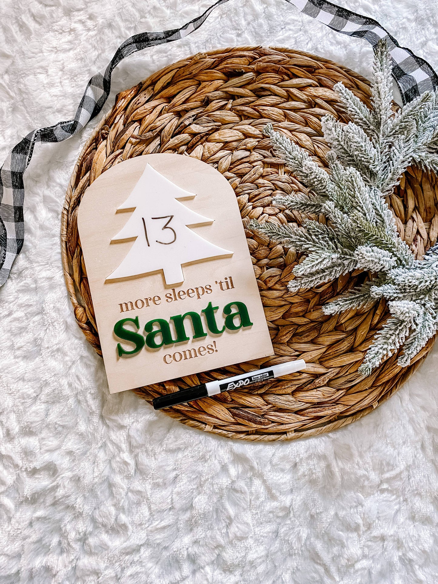 Sleeps 'til Santa Christmas Countdown Sign