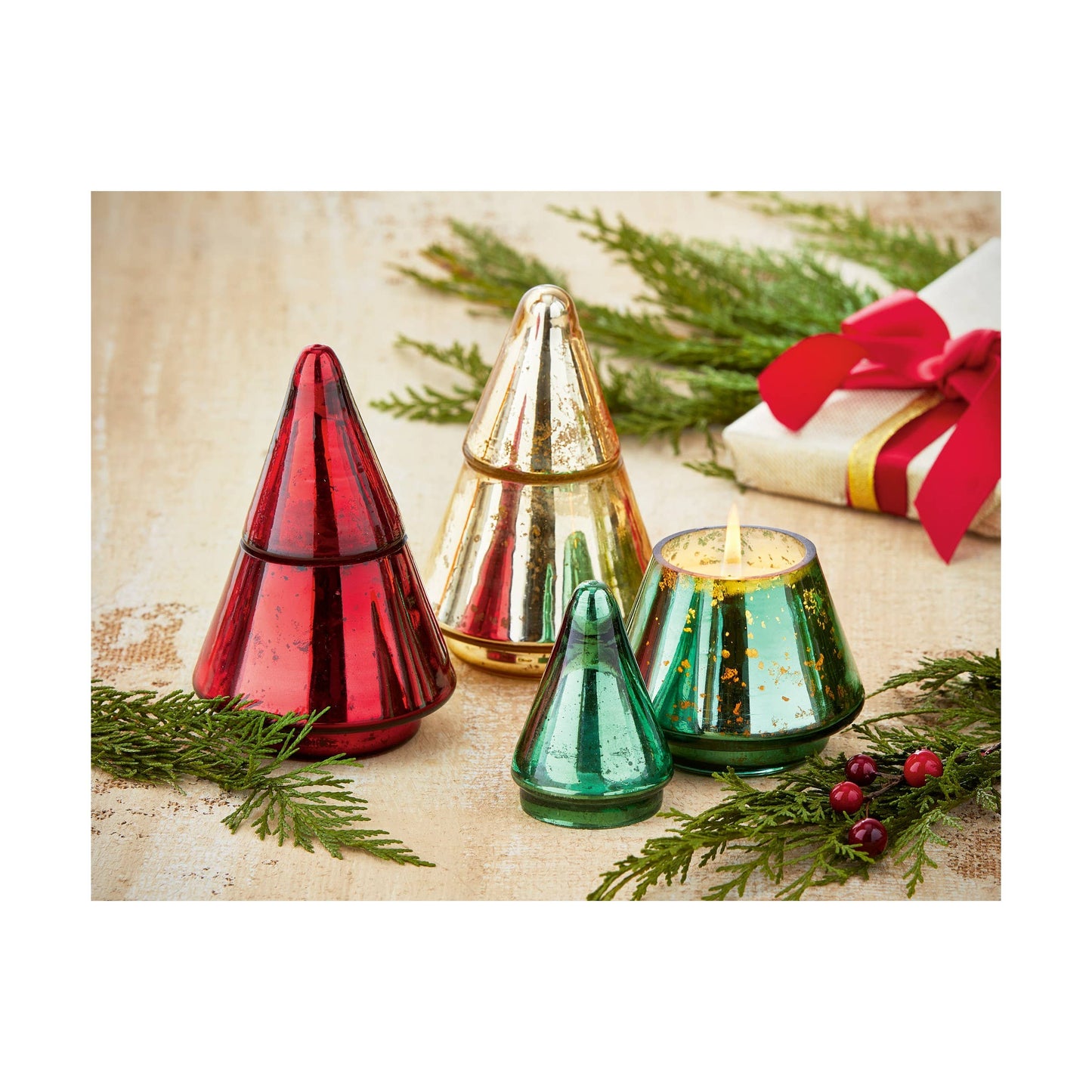 Tree Candle With Lid Christmas Spice - Red