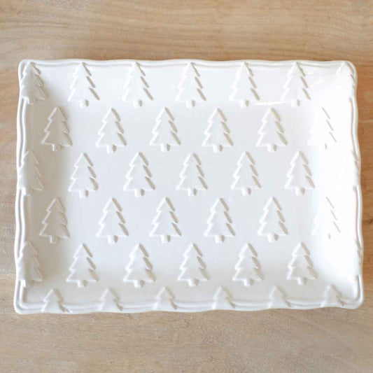 Balsam Lane Embossed Platter   White