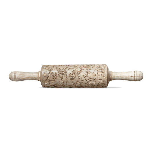 Christmas Dancing Santa Embossed Rolling Pin - Natural