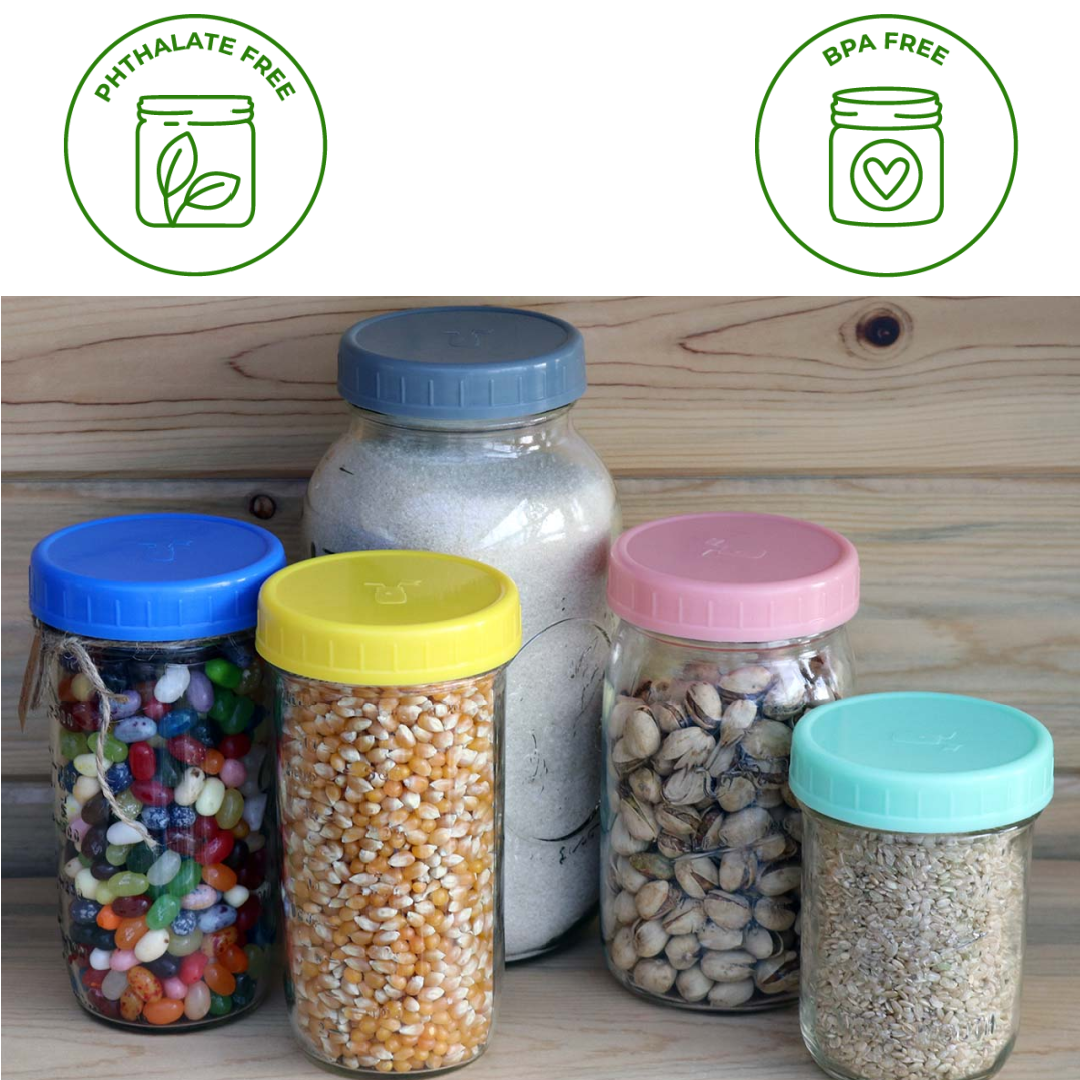 MJL Leak Proof Plastic Storage Lids for Mason Jars