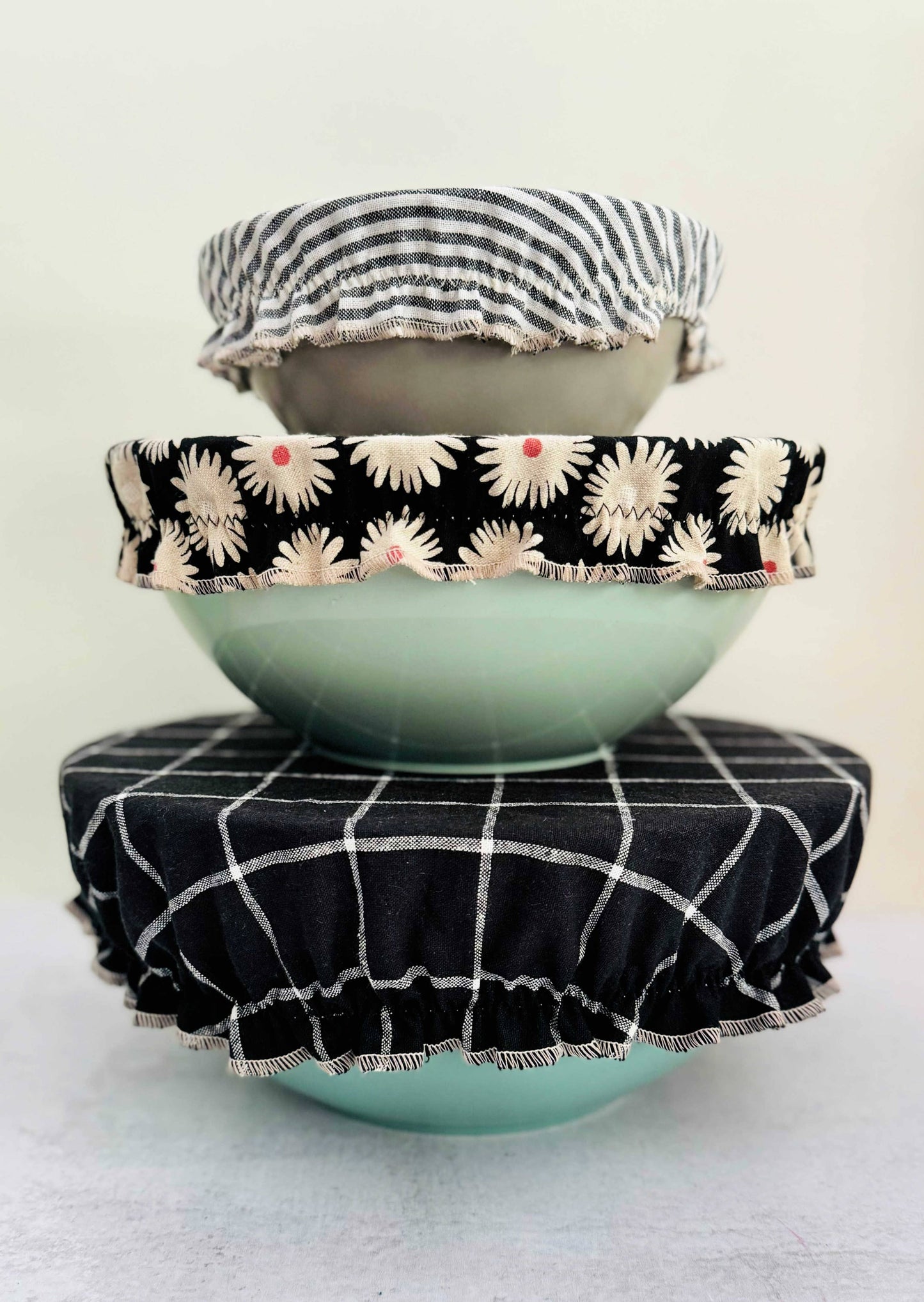 Black Pattern Mix Reusable Bowl Covers, set of three