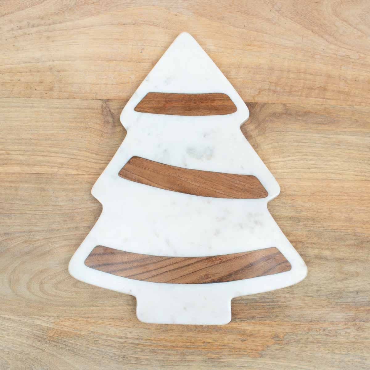 Trim The Tree Serving Board   White/Natural