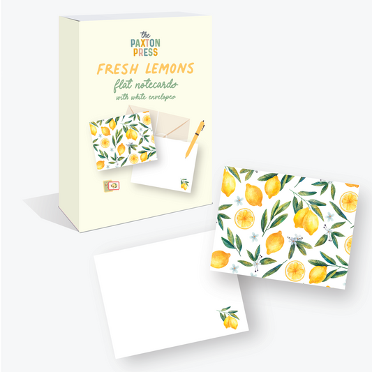 Watercolor Lemons Stationery Set of 12 Notecards & Envelopes