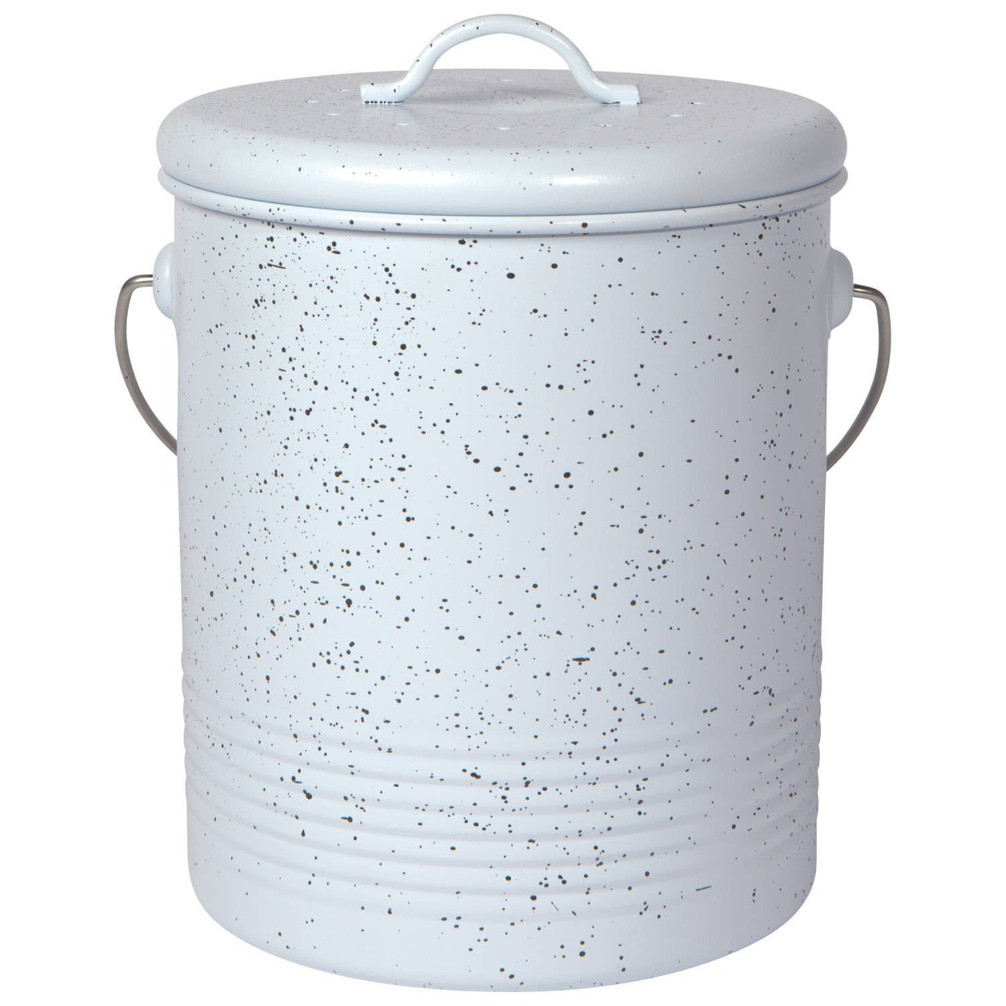 Steel Compost Bin White Speckled Gray 1.25 Gallon