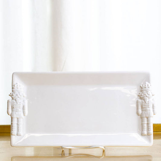 Royal Nutcracker Embossed Rectangle Platter   White