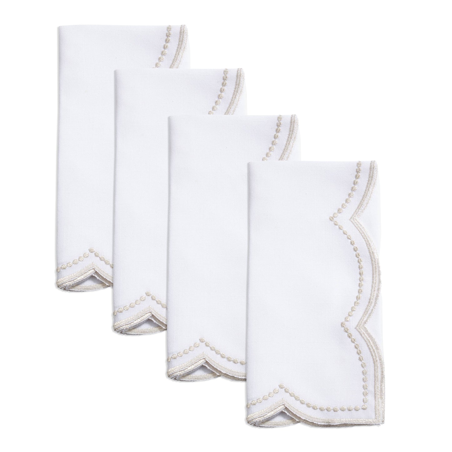 Embroidered Polka Dot Napkin w/ Scallop Edge