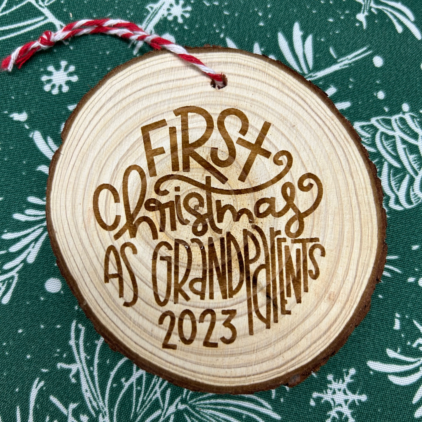 First Christmas as Grandparents 2023 Wood Slice Ornament