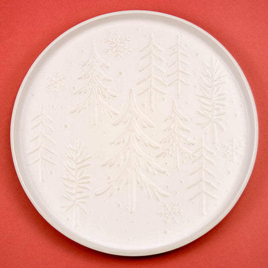 Winter Fir Platter   Antique White