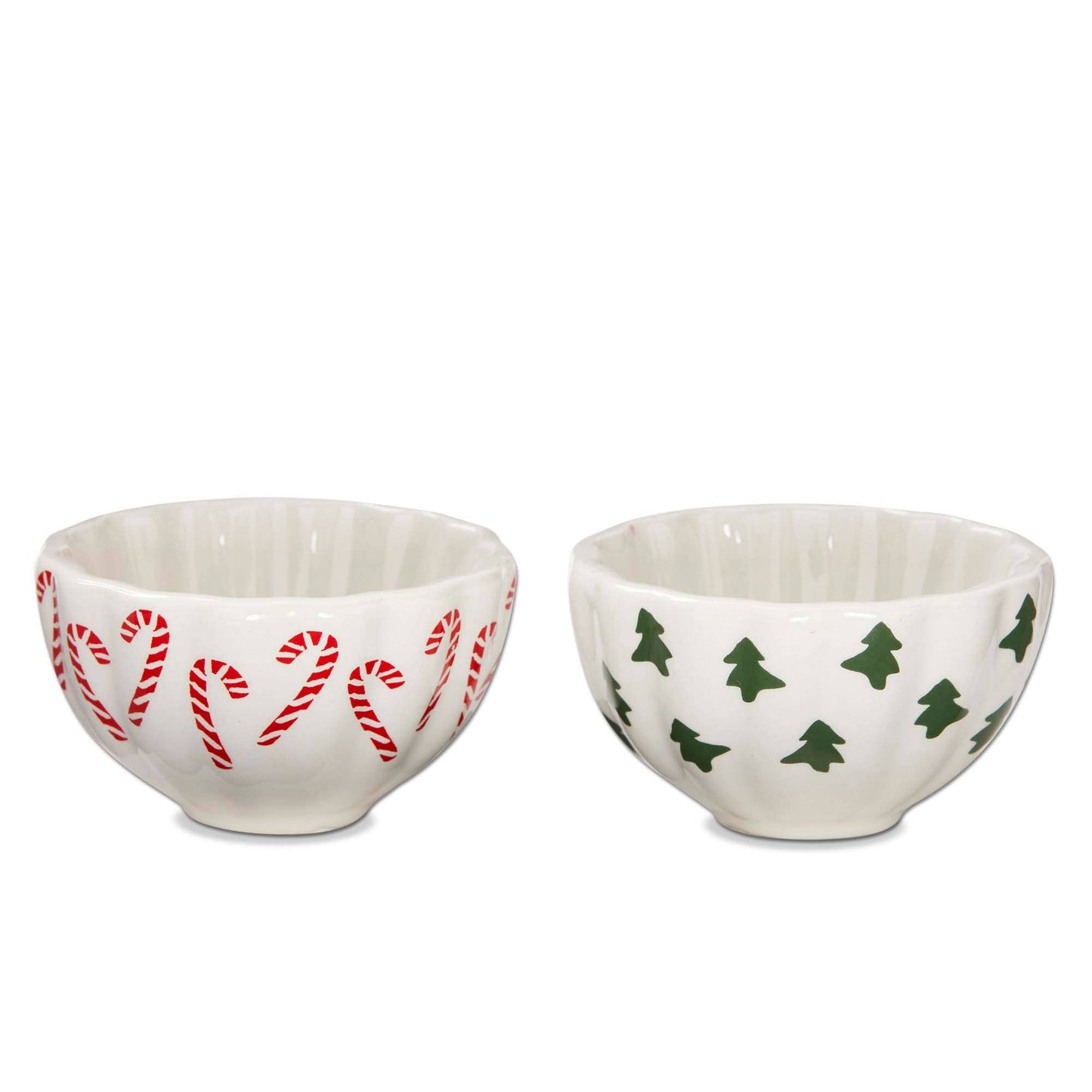 Christmsa Tree anmd Candy Cane Small Ceramic Dipping Bowls