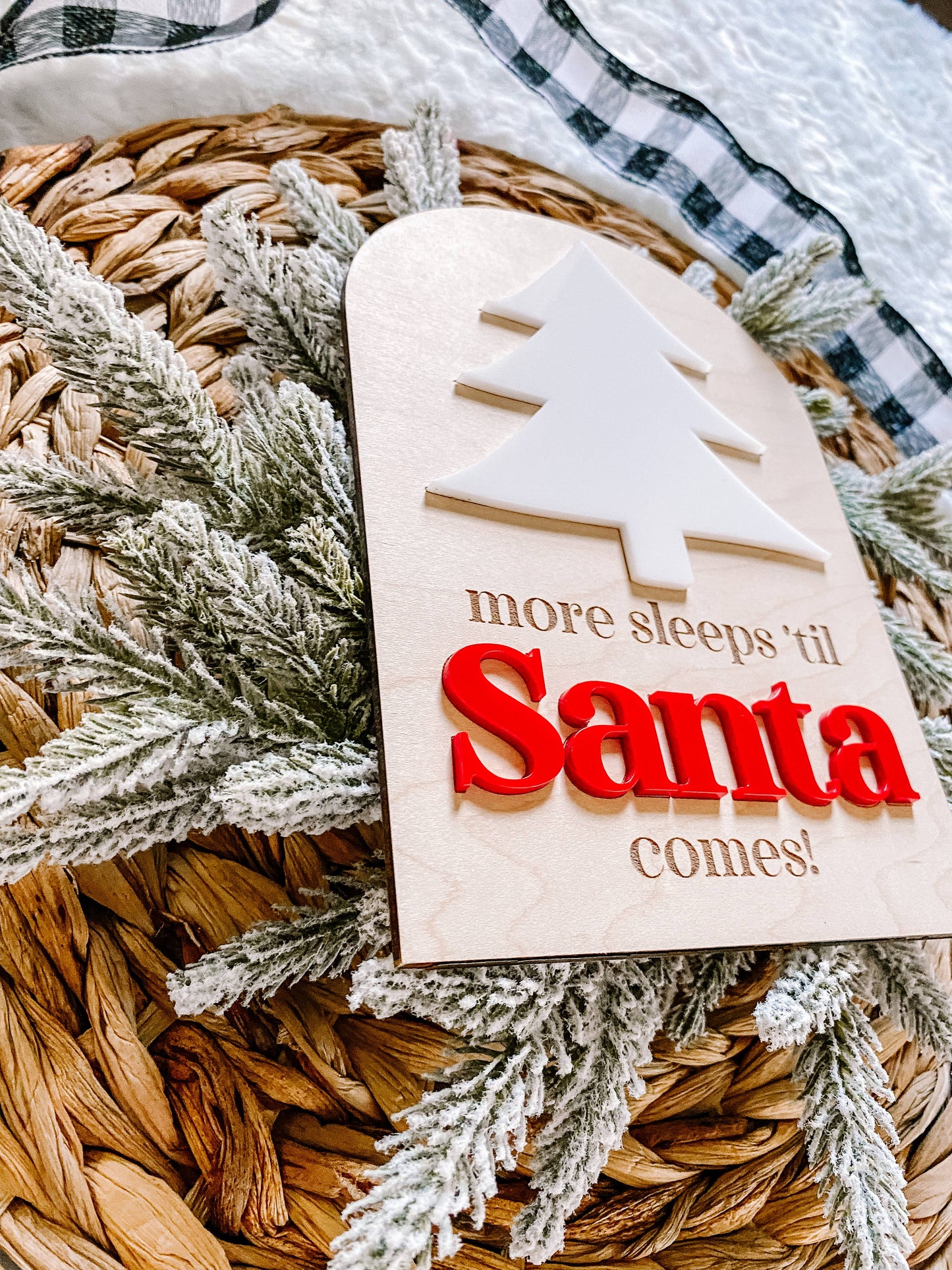 Sleeps 'til Santa Christmas Countdown Sign