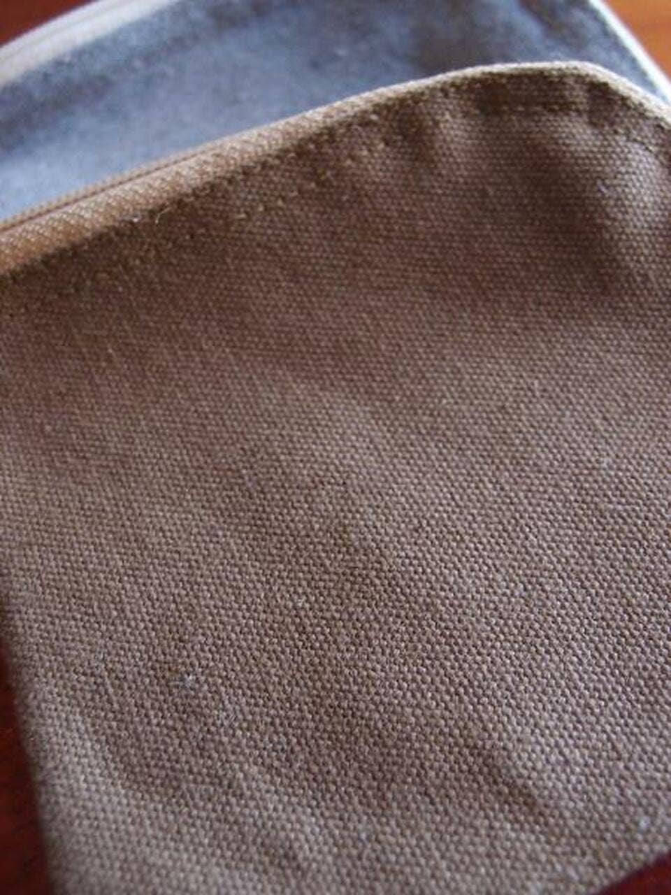 Imperfectly sewn zipper bag washed canvas material 5" wide