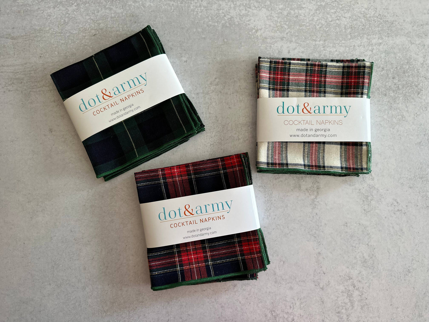 Tartan Cocktail Cloth Napkins, set of four