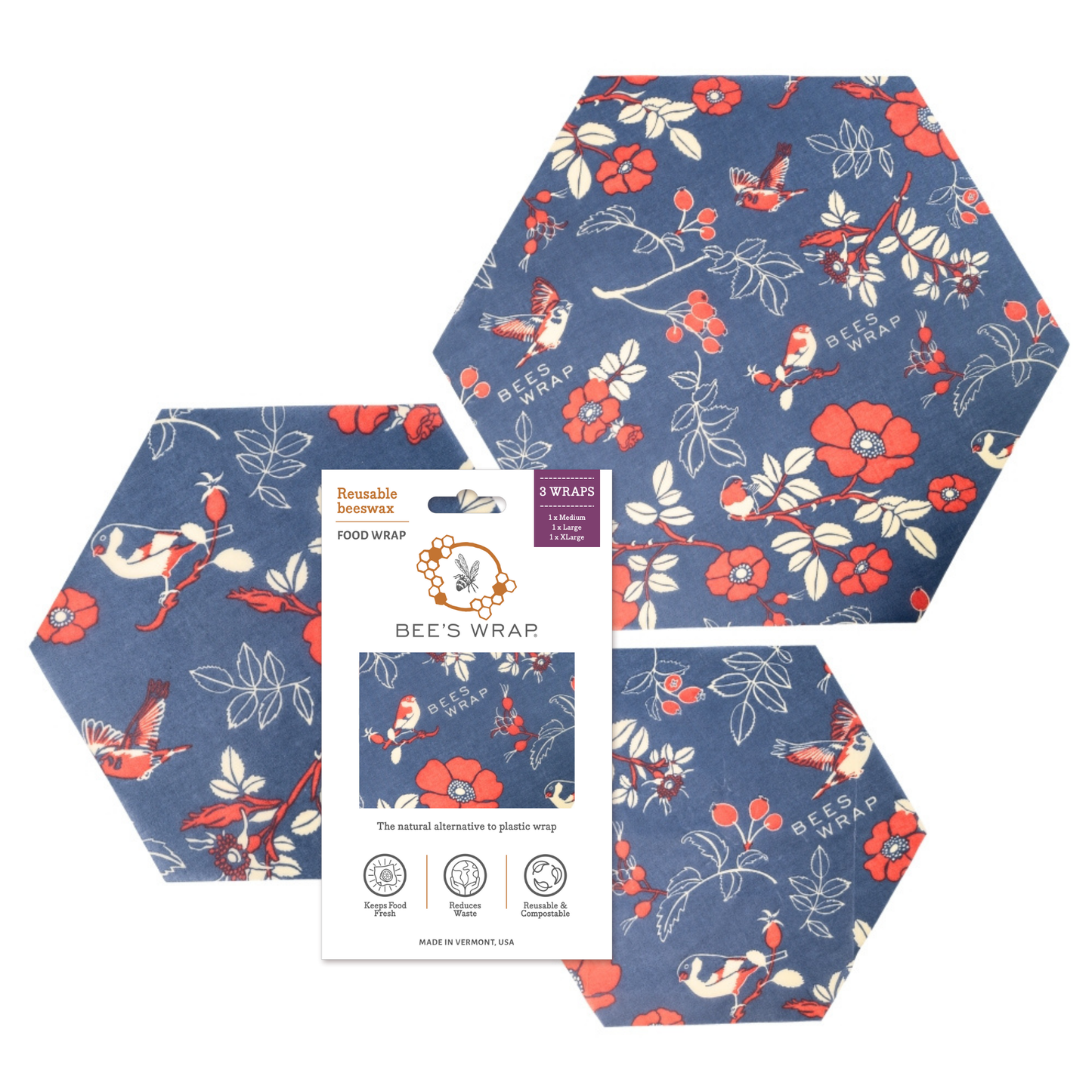 New! Botanical Hex Hugger™ Bowl Cover 3 Pack