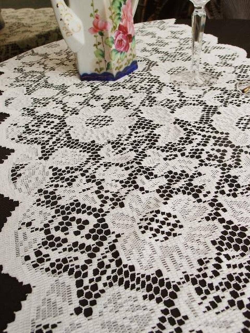 Lace Off White Table Runner 18" wide 96" long