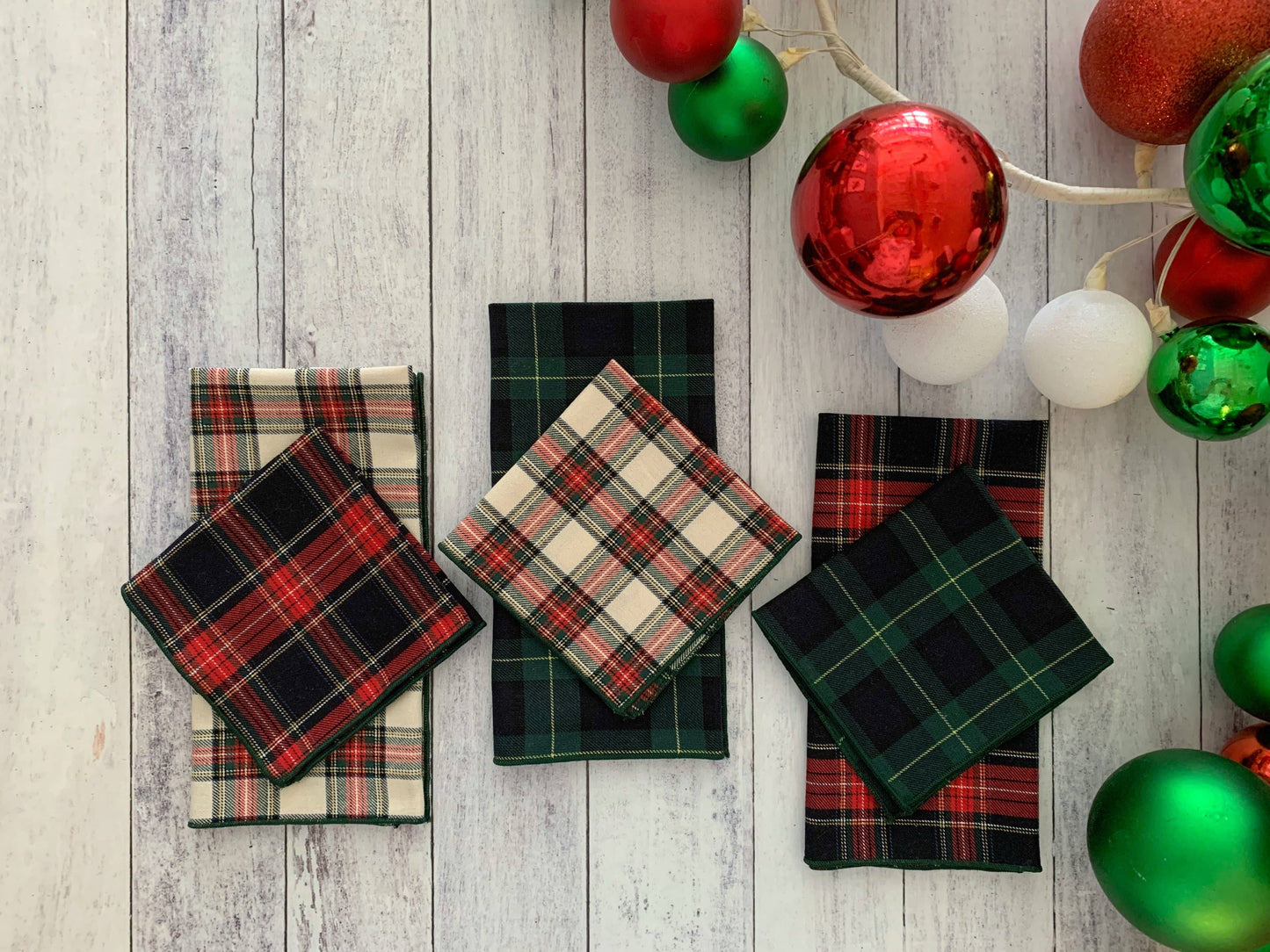 Tartan Cocktail Cloth Napkins, set of four