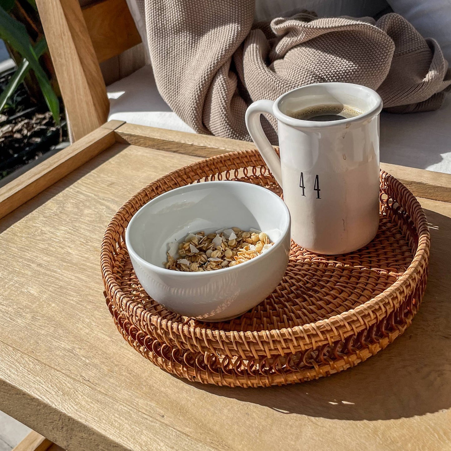 Small Round Rattan Tray