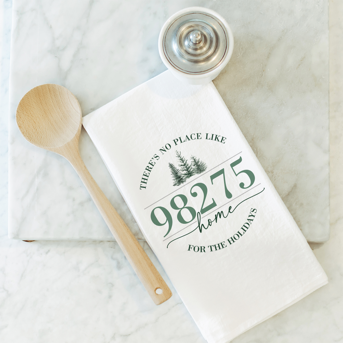 Custom Home for the holidays Tea Towel