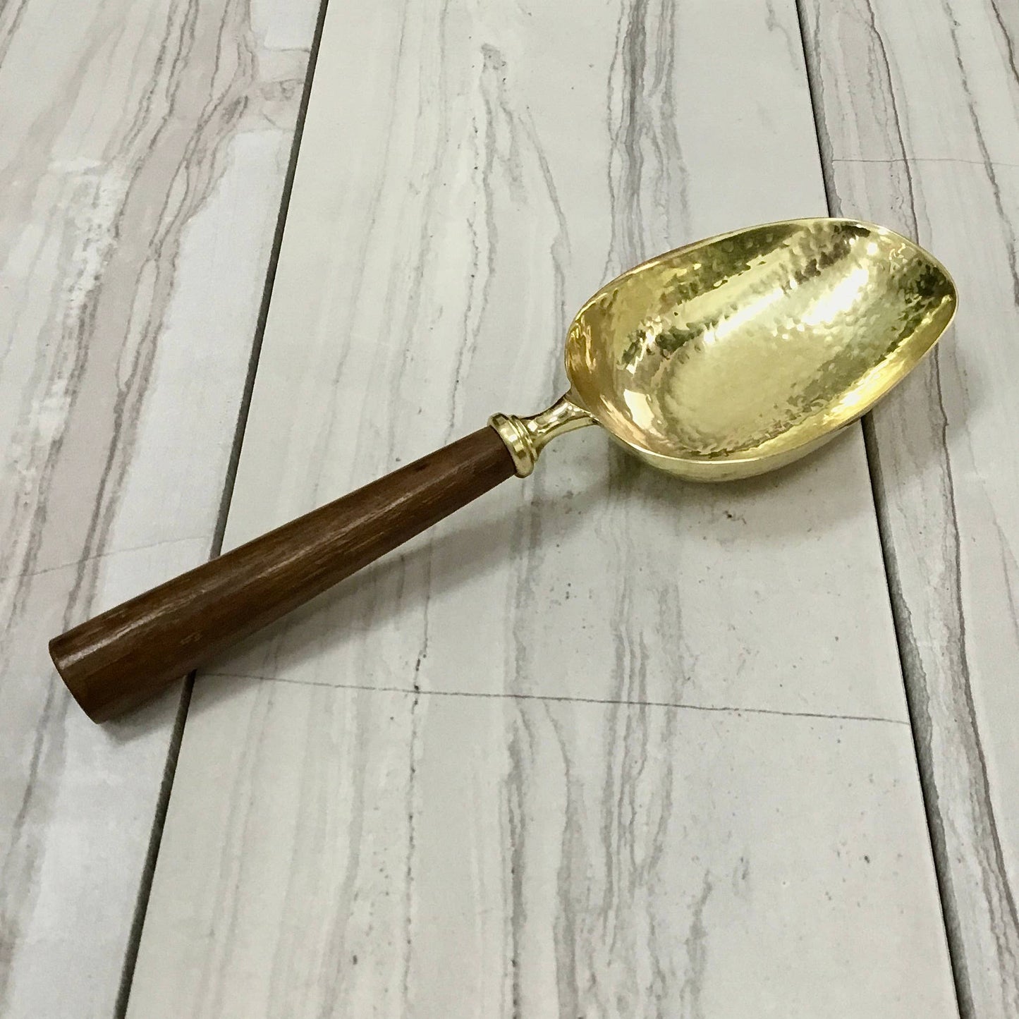 Gold Hammered Ice Scoop w/ Driftwood Handle