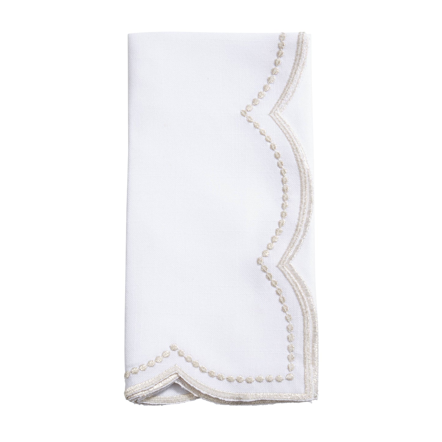 Embroidered Polka Dot Napkin w/ Scallop Edge