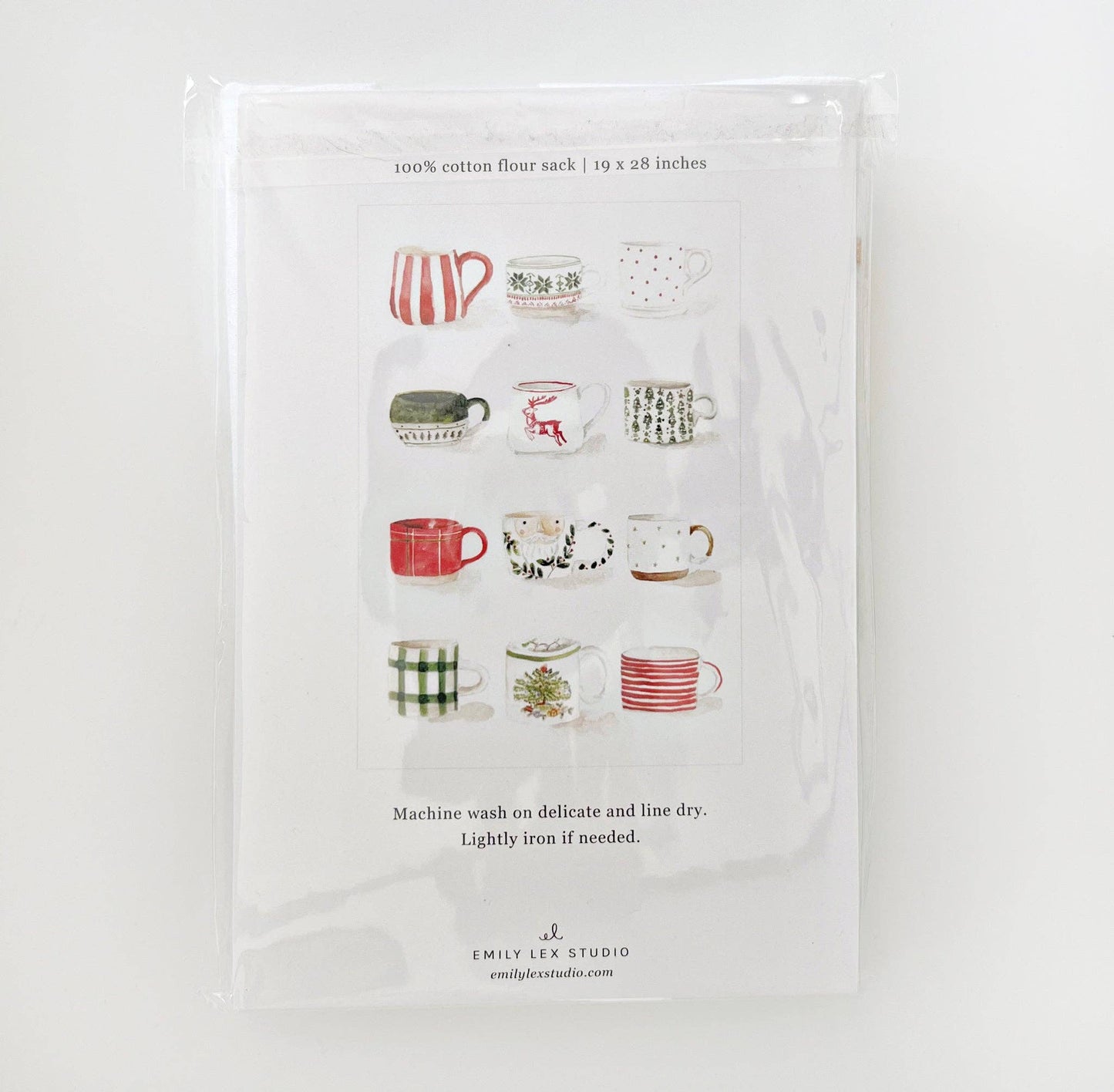 Christmas mugs tea towel