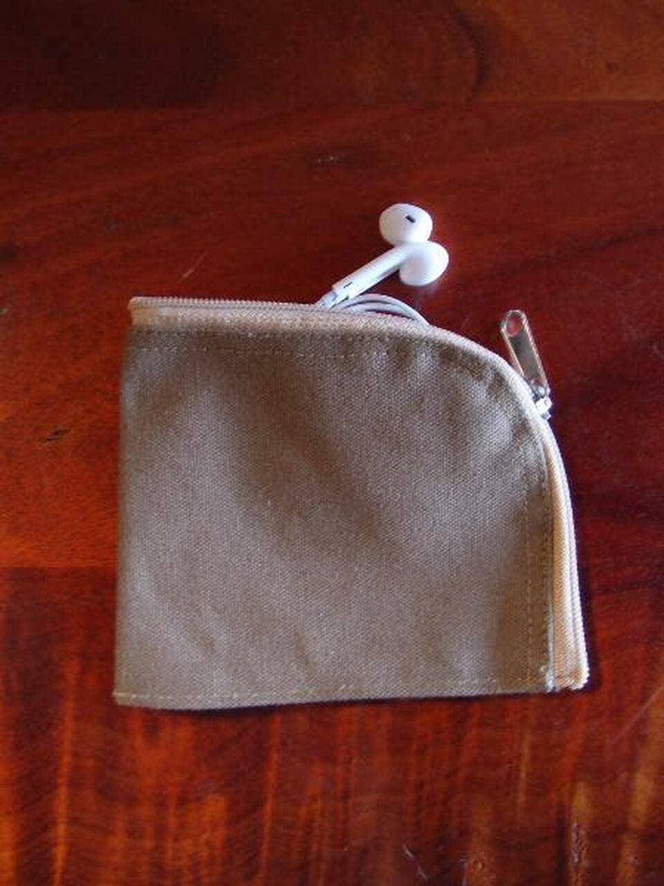 Imperfectly sewn zipper bag washed canvas material 5" wide