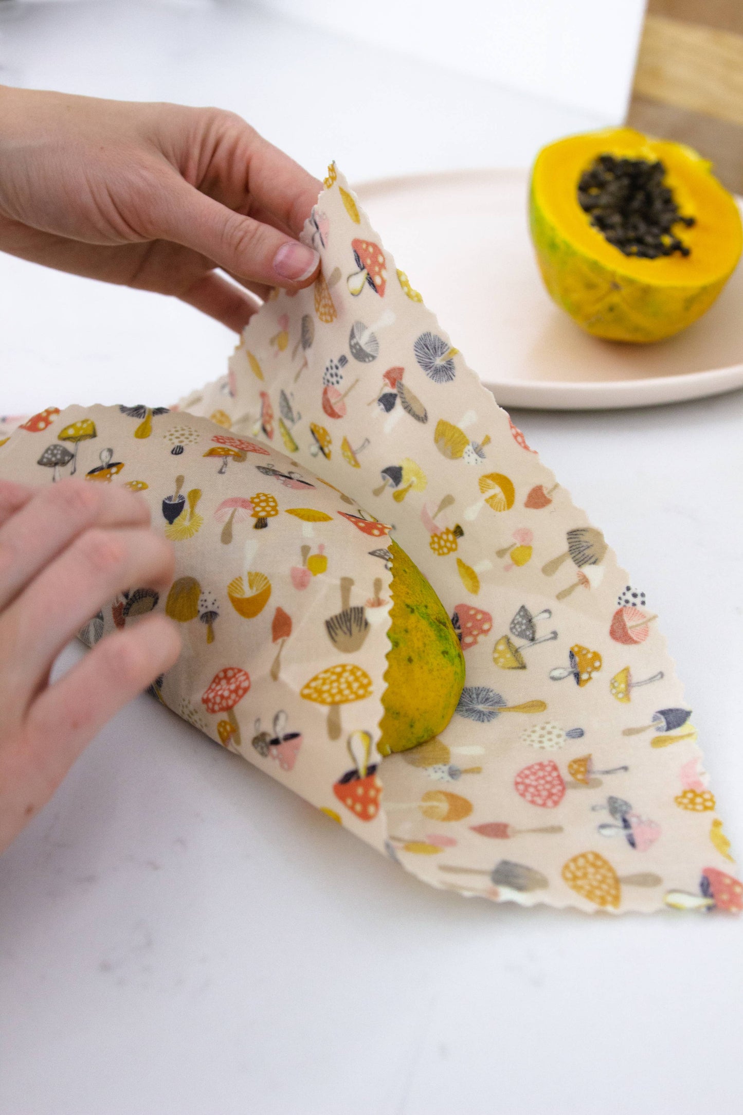 Reusable Beeswax Food Wraps: Mushrooms Single Medium