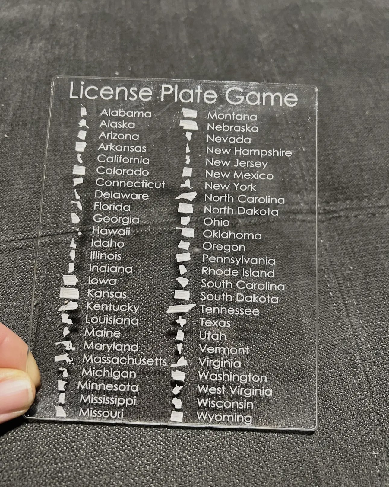 License Plate Acrylic Board Game