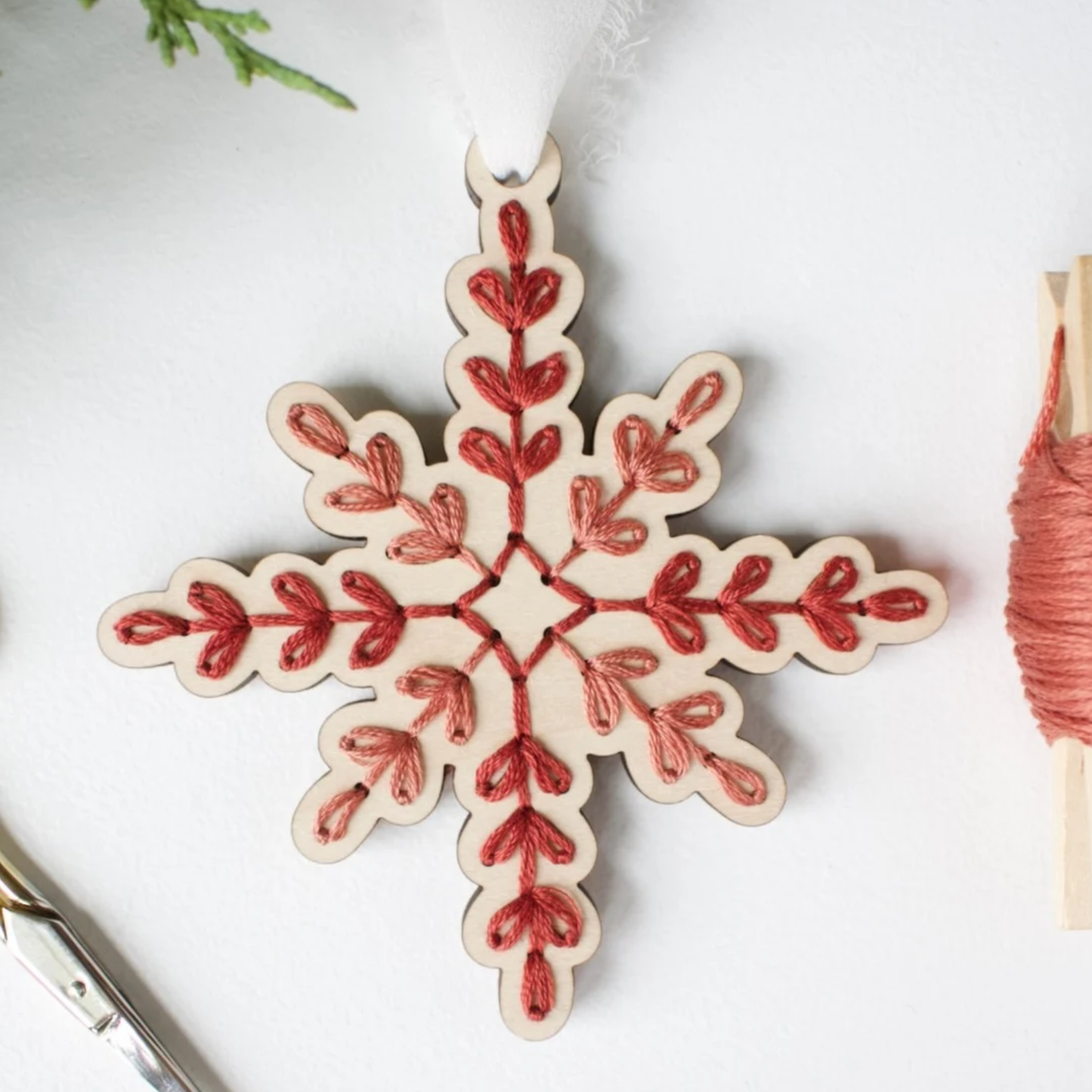 Vintage Snowflake Ornament Embroidery DIY Kit