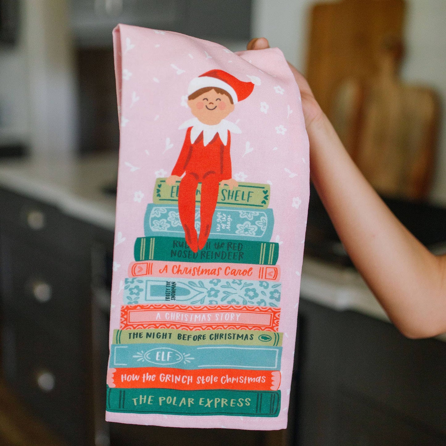 Holiday Book Stack Tea Towel