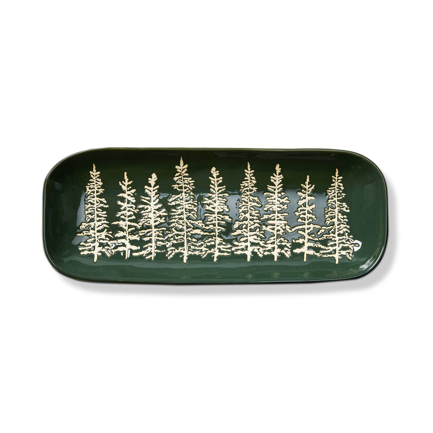 Green Wilde Pine Tree Rectangle Serving Platter