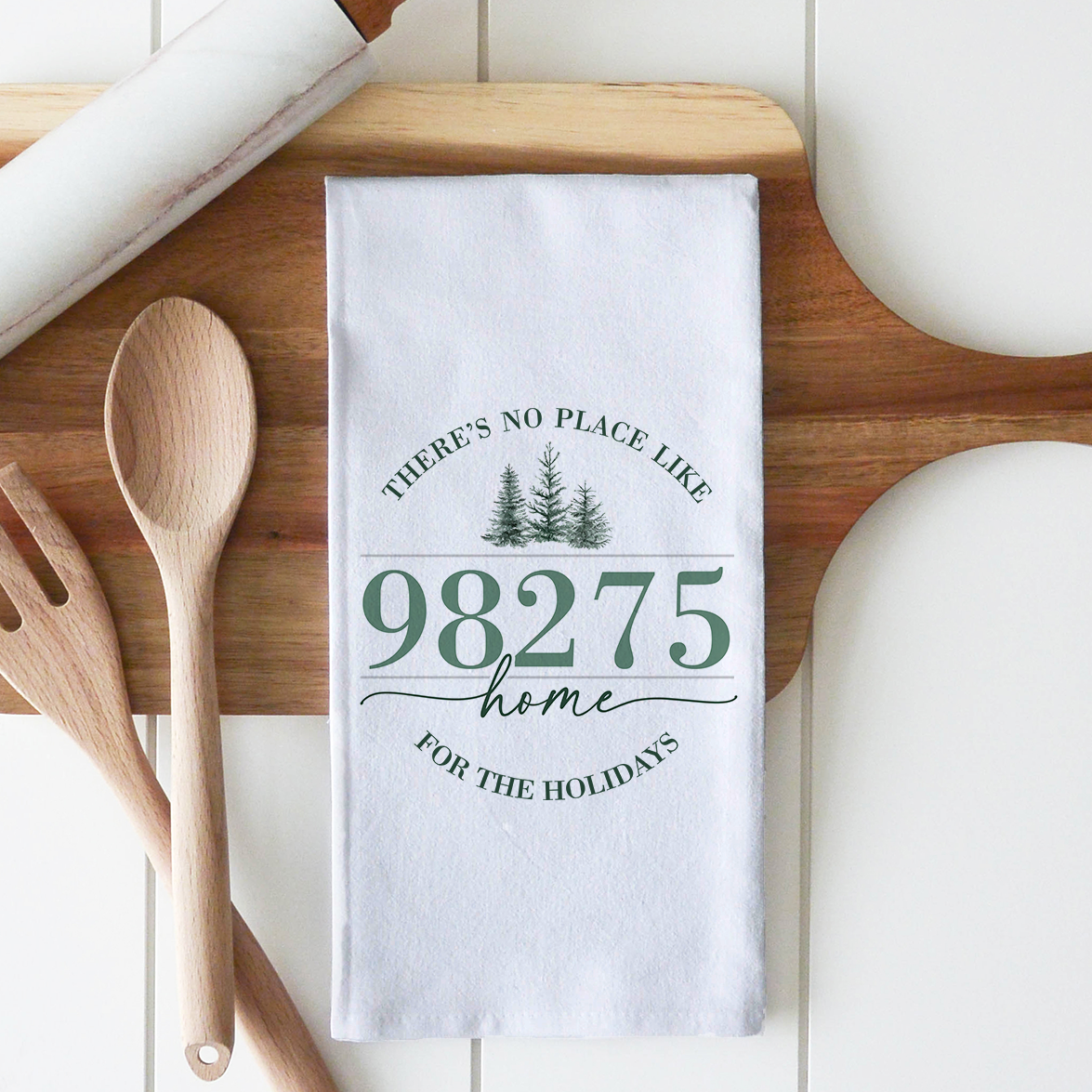 Custom Home for the holidays Tea Towel