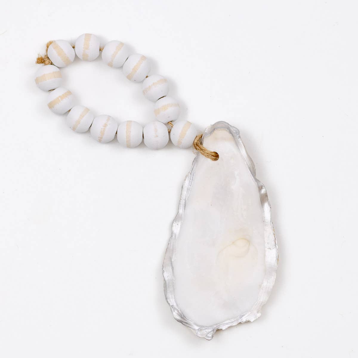 Oyster Bead Ornament   White/Silver