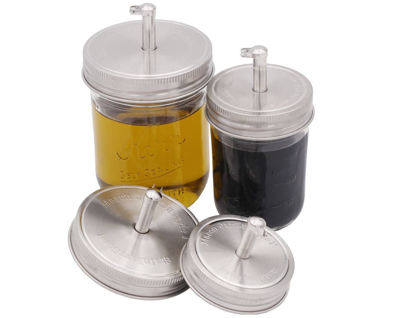 Stainless Steel Pour Spout Oil Cruet Lids for Mason Jars