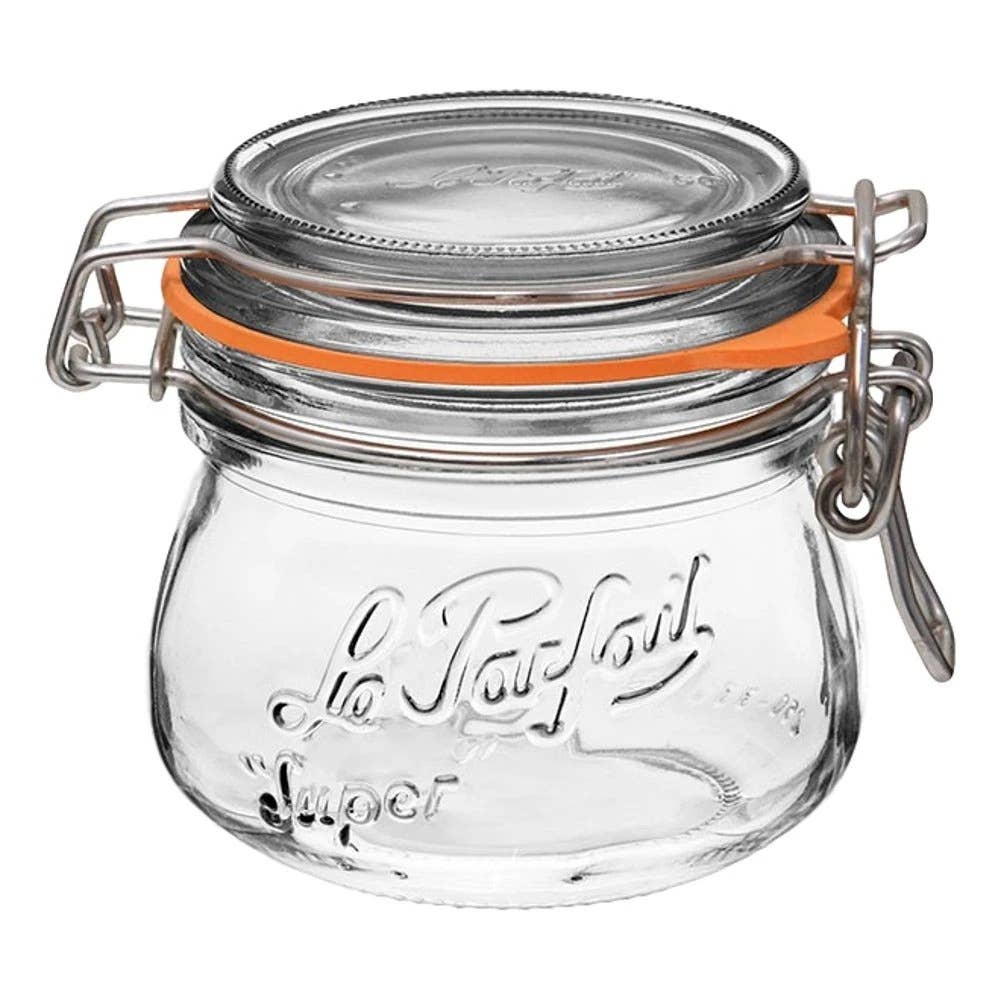 250ml Rounded French Glass Storage Jar WAirtight Rubber Seal