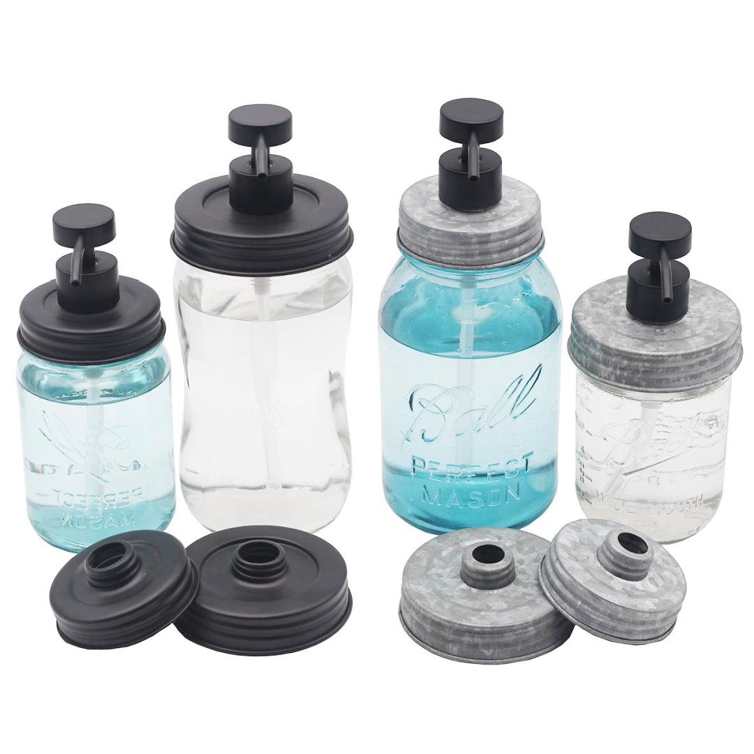 Charcoal Black Soap Pump Lid Kit for Mason Jars