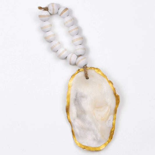 Oyster Bead Ornament   White/Gold