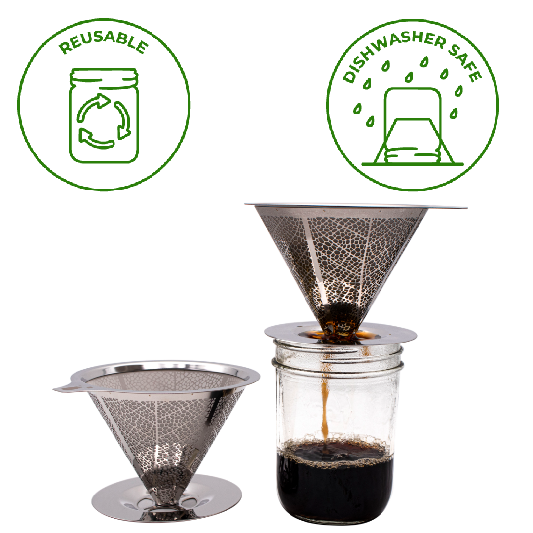 Stainless Steel Pour Over Drip Coffee Filter for Mason Jars