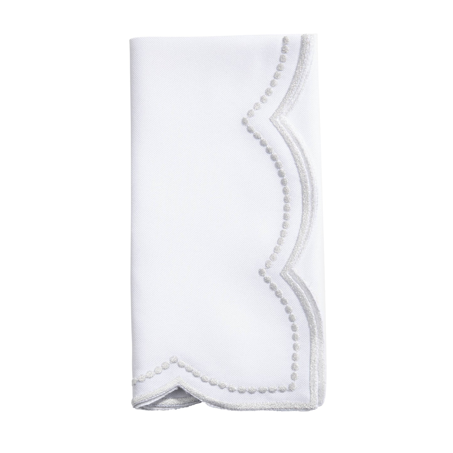 Embroidered Polka Dot Napkin w/ Scallop Edge