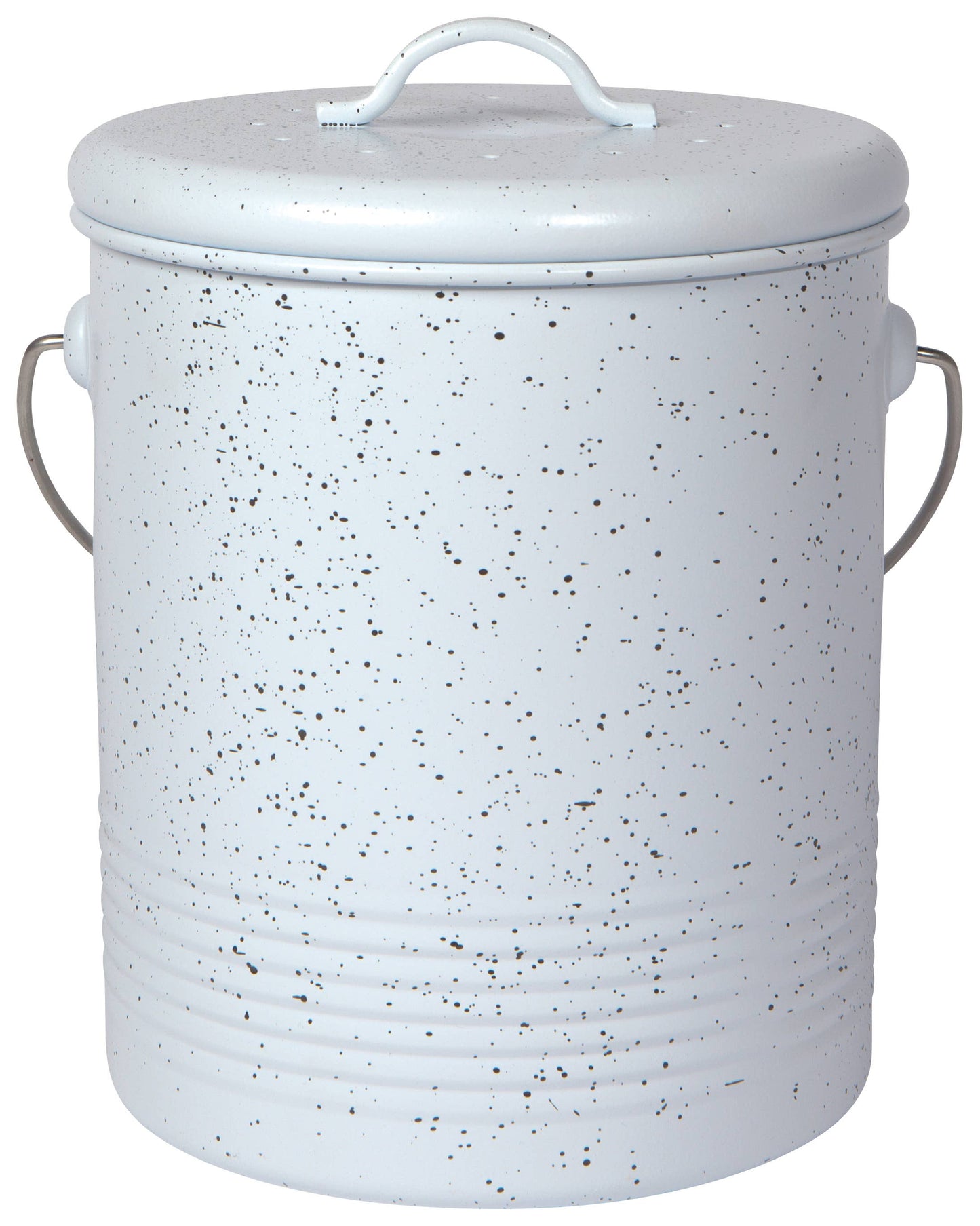 Steel Compost Bin White Speckled Gray 1.25 Gallon