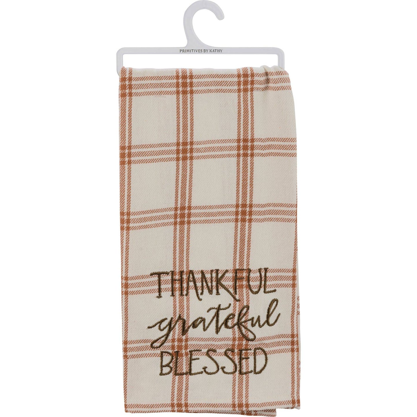 Thankful Grateful Blessed Plaid Kitchen Towel