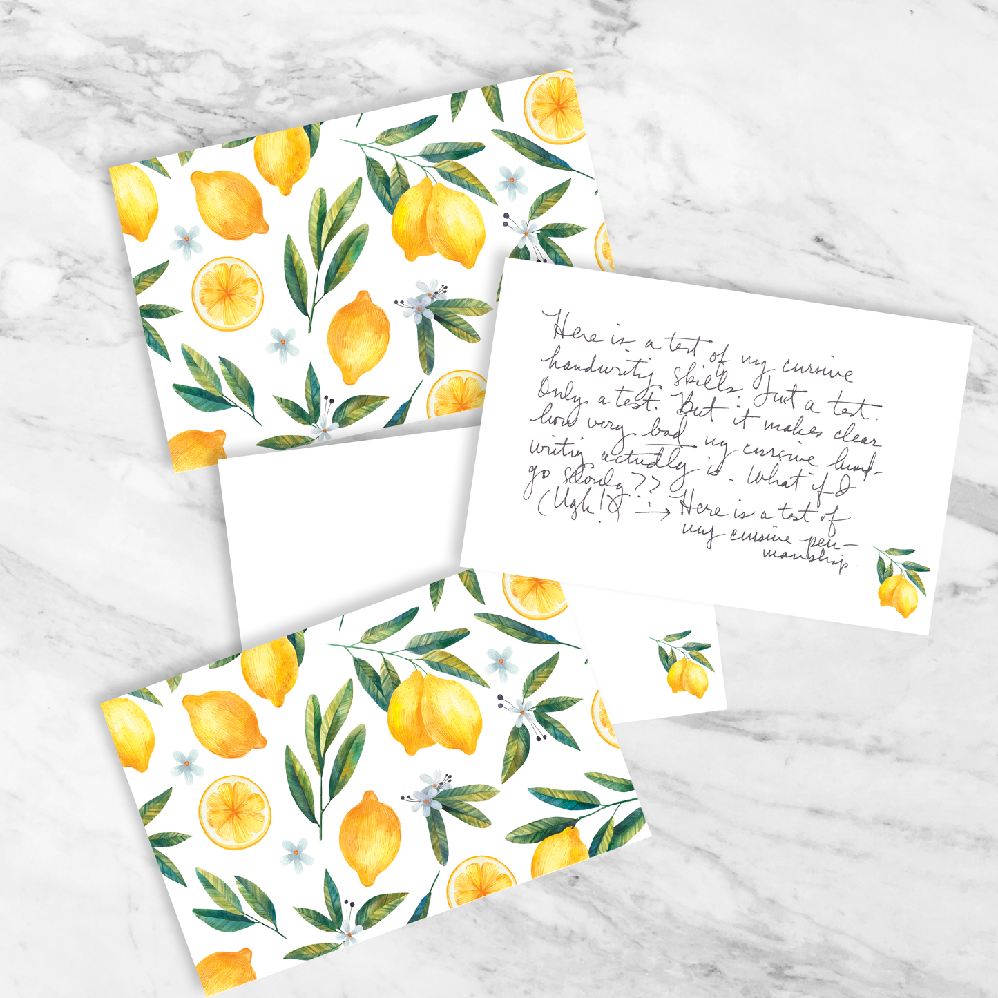 Watercolor Lemons Stationery Set of 12 Notecards & Envelopes